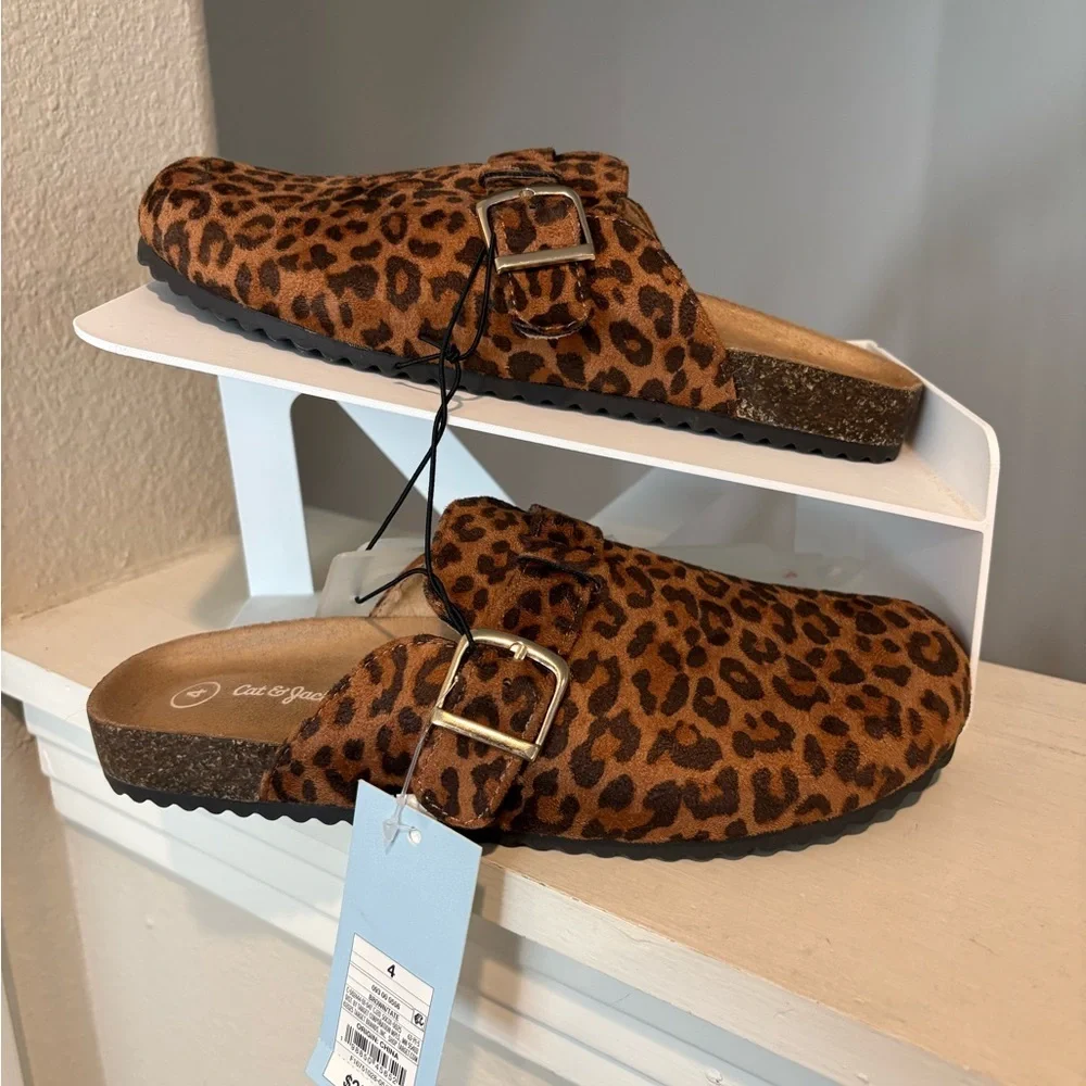Girls Leopard Clogs Mule Slip-On Non-marking Cushioned Cat & Jack Youth Size 4Y